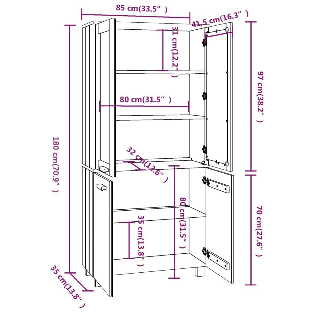 Highboard Hamar Solid Wood Pine