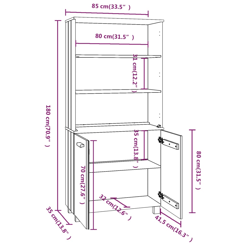 Highboard Hamar Solid Wood Pine