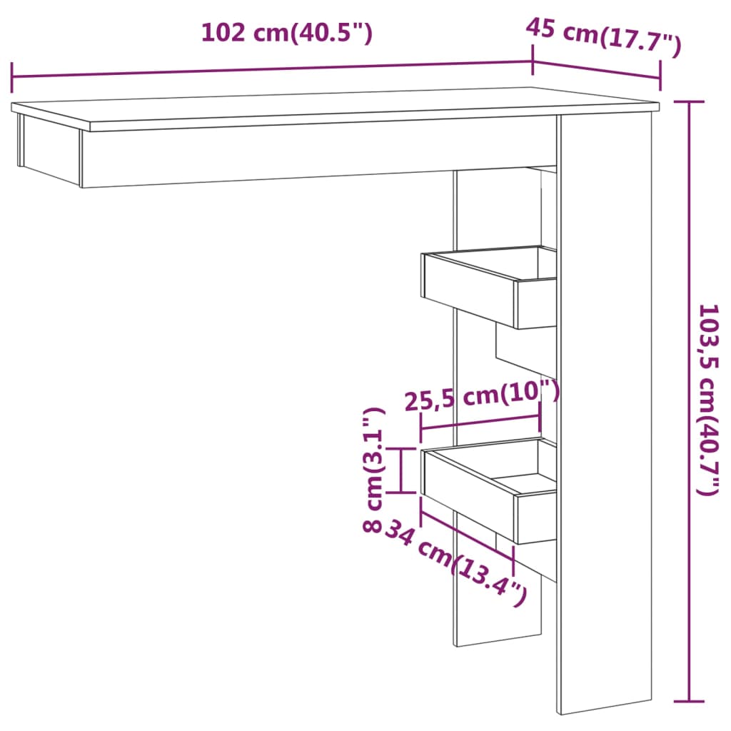 Wall Bar Table 40.2&quot;X17.7&quot;X40.7&quot; Engineered Wood