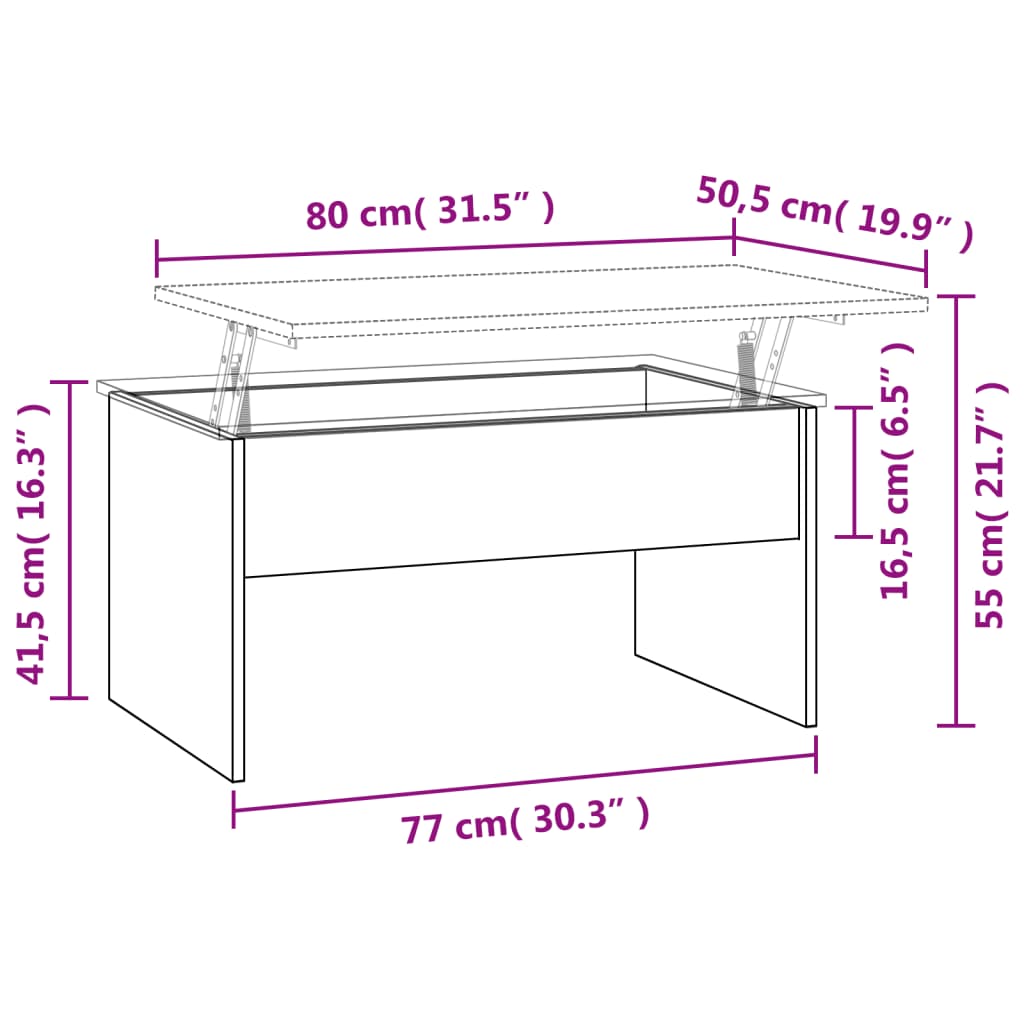 Coffee Table 31.5&quot;X19.9&quot;X16.3&quot; Engineered Wood