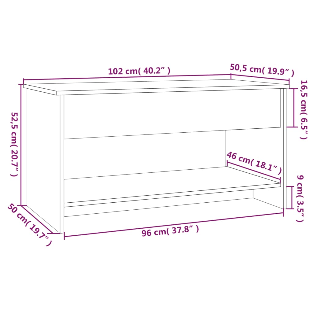 Coffee Table 40.2&quot;X19.7&quot;X20.7&quot; Engineered Wood