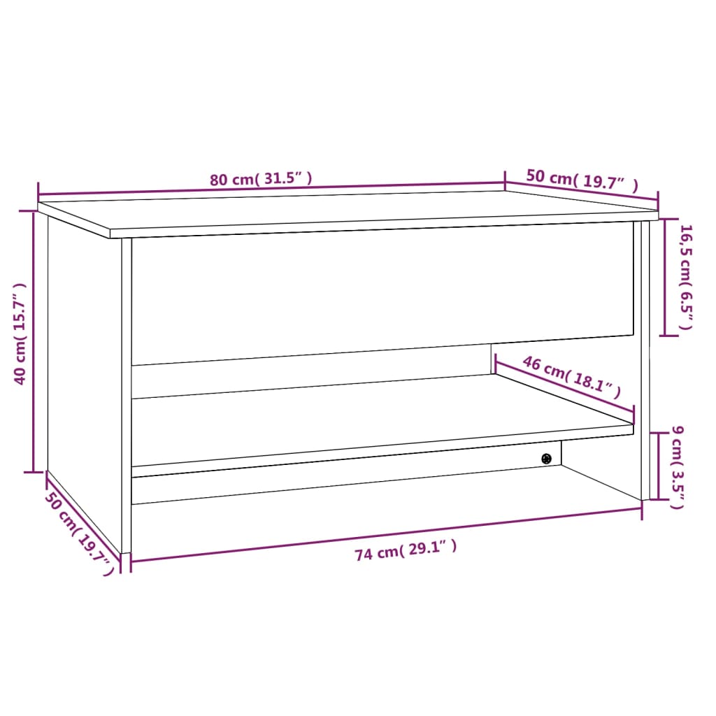 Coffee Table 31.5&quot;X19.7&quot;X15.7&quot; Engineered Wood