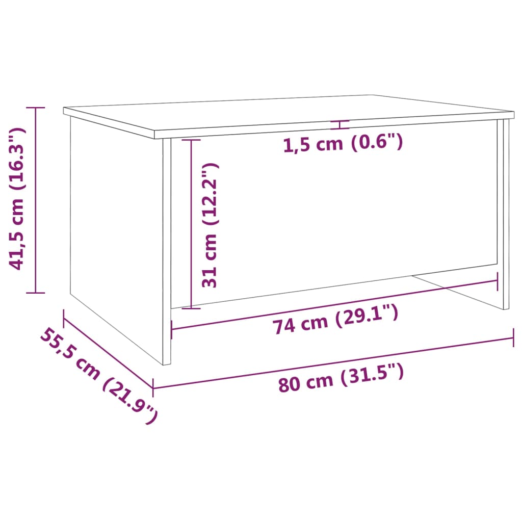 Coffee Table 31.5&quot;X21.9&quot;X16.3&quot; Engineered Wood