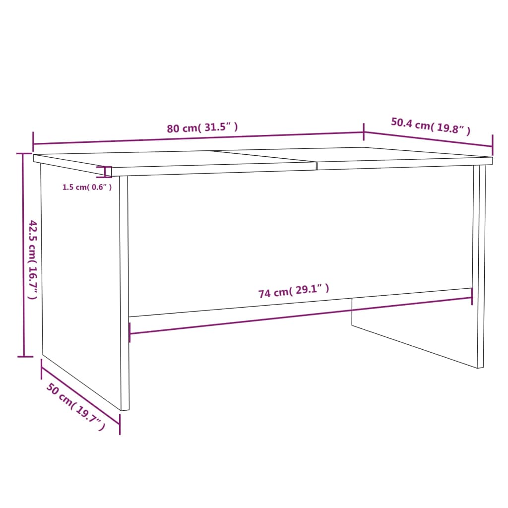 Coffee Table 31.5&quot;X19.7&quot;X16.7&quot; Engineered Wood