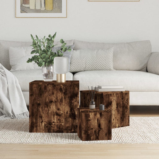 Side Tables 3 Pcs Engineered Wood