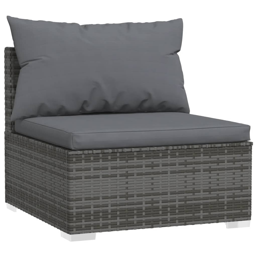 Patio Furniture Set 2 Piece With Cushions Poly Rattan Gray