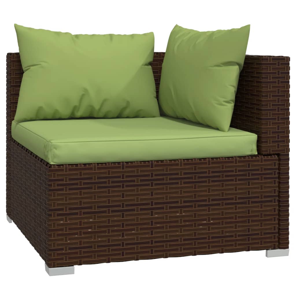 Patio Furniture Set 4 Piece With Cushions Poly Rattan Brown