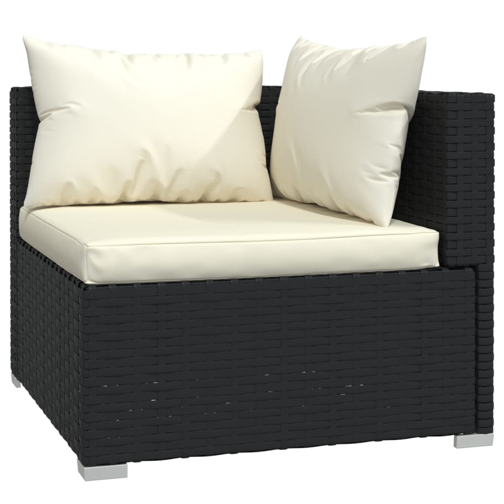 Patio Furniture Set 4 Piece With Cushions Poly Rattan Black