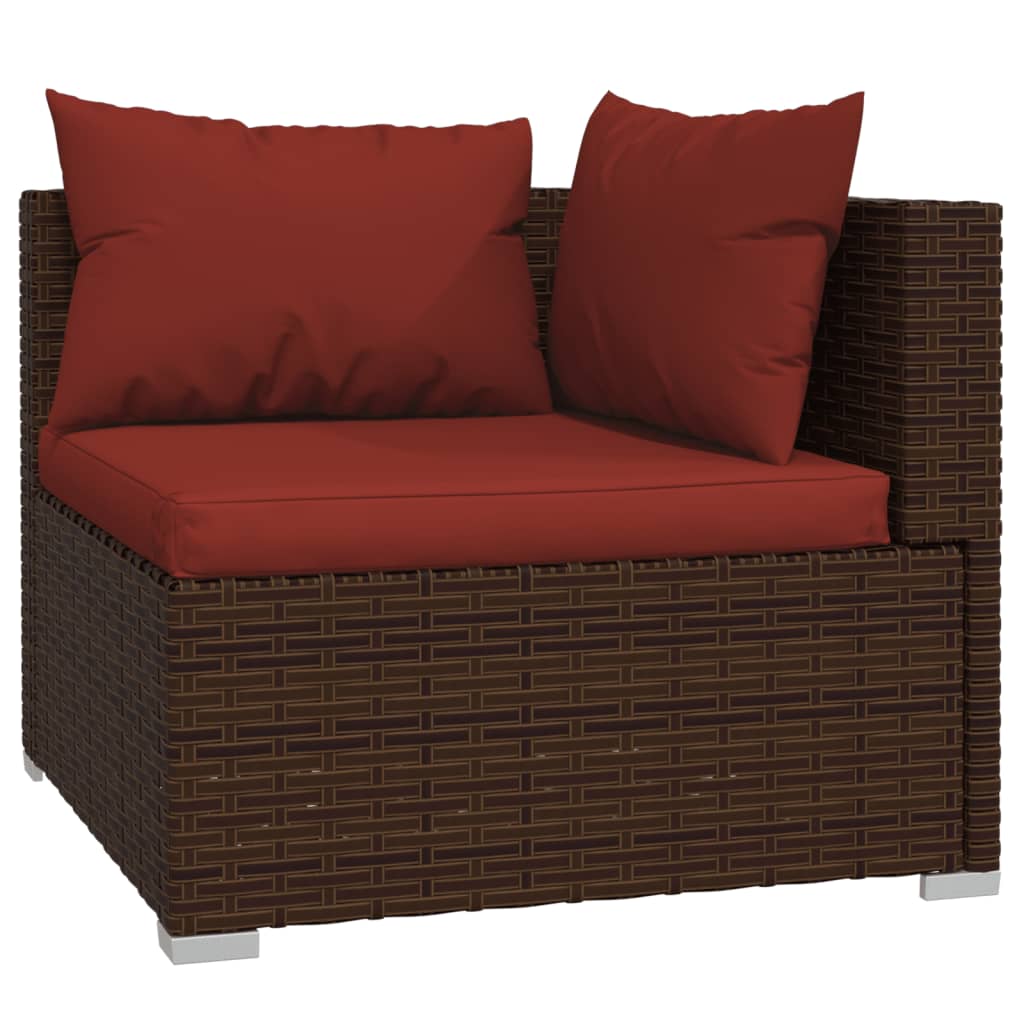 Patio Furniture Set 4 Piece With Cushions Poly Rattan Brown