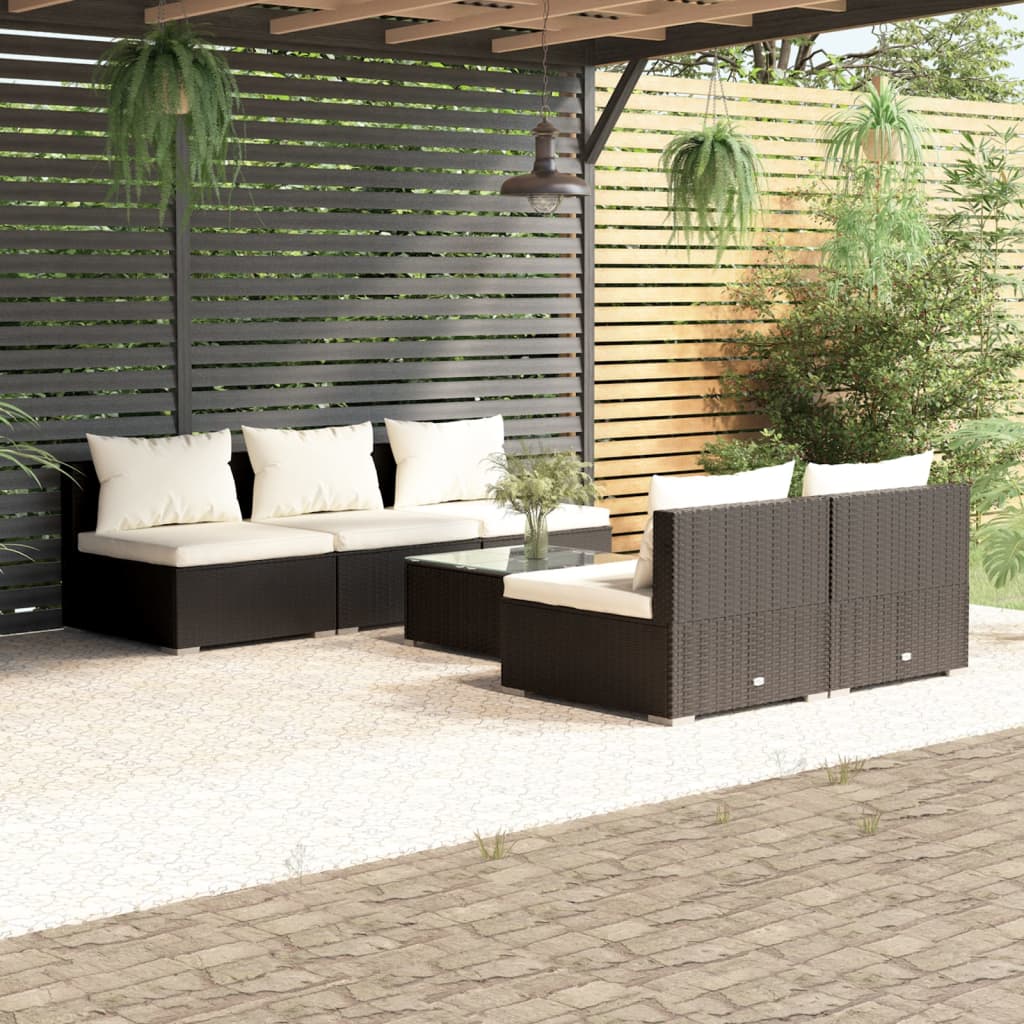 5 Piece Patio Lounge Set With Cushions Poly Rattan Gray