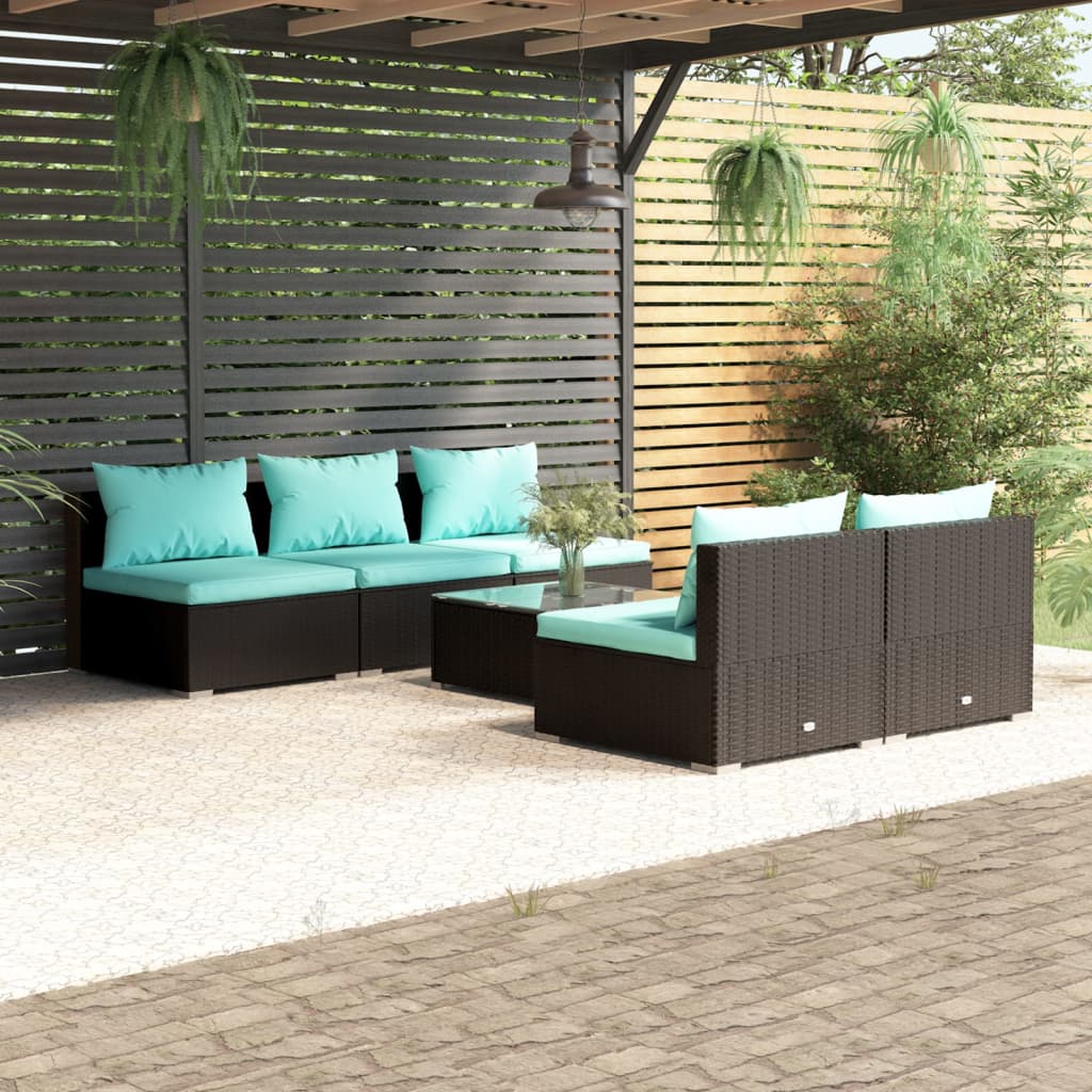 5 Piece Patio Lounge Set With Cushions Poly Rattan Gray