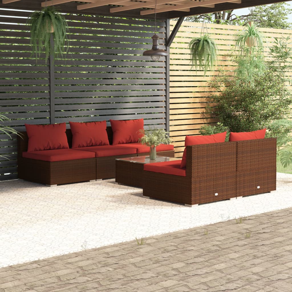 5 Piece Patio Lounge Set With Cushions Poly Rattan Gray