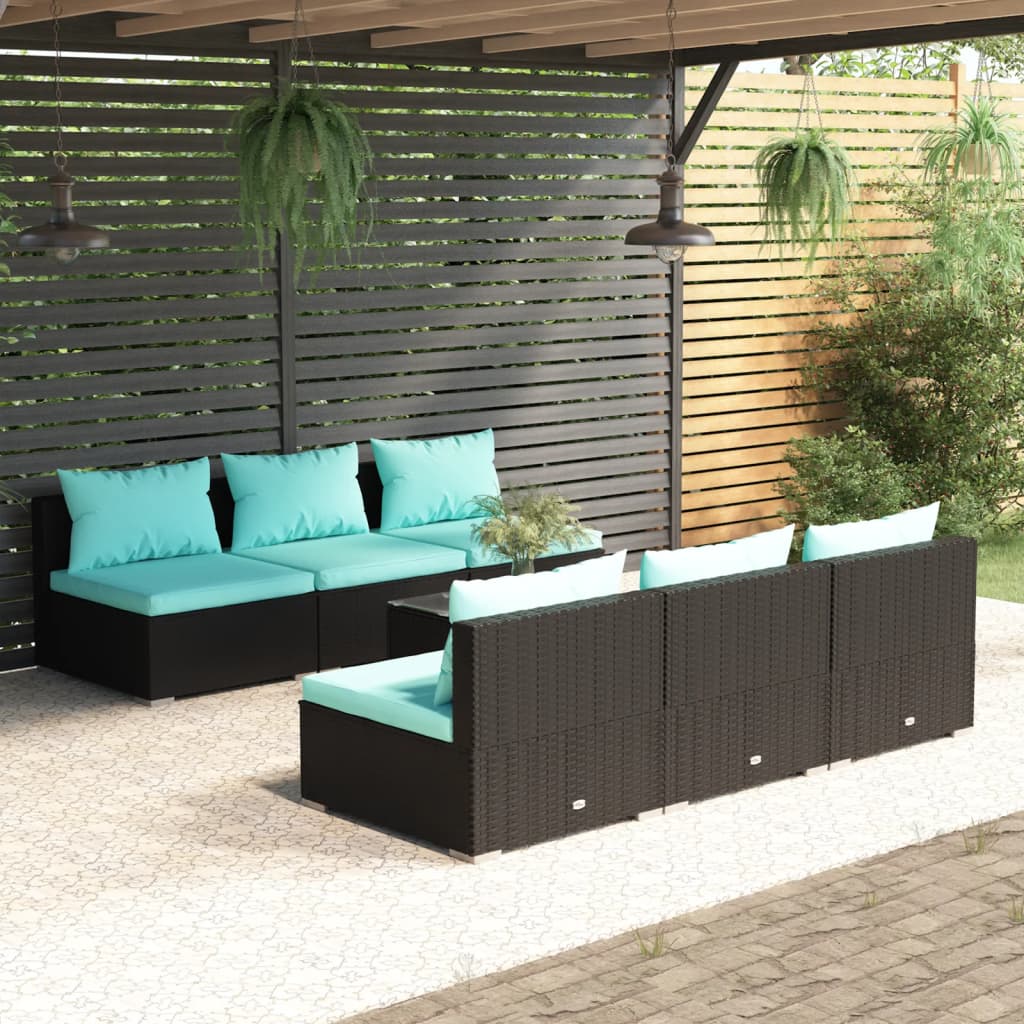 5 Piece Patio Lounge Set With Cushions Poly Rattan Gray