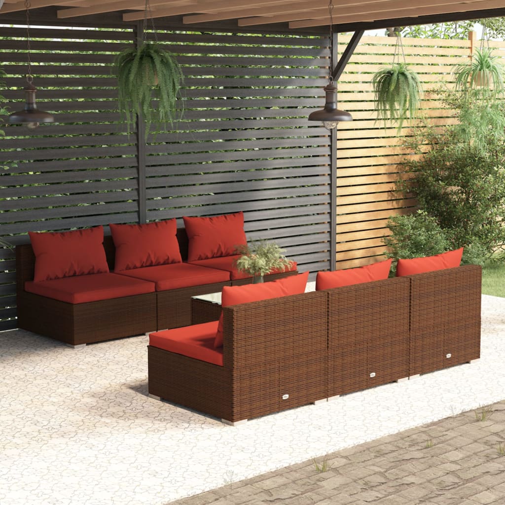 5 Piece Patio Lounge Set With Cushions Poly Rattan Gray