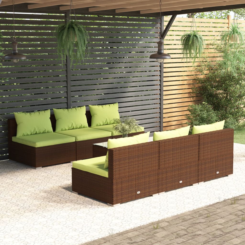 5 Piece Patio Lounge Set With Cushions Poly Rattan Gray