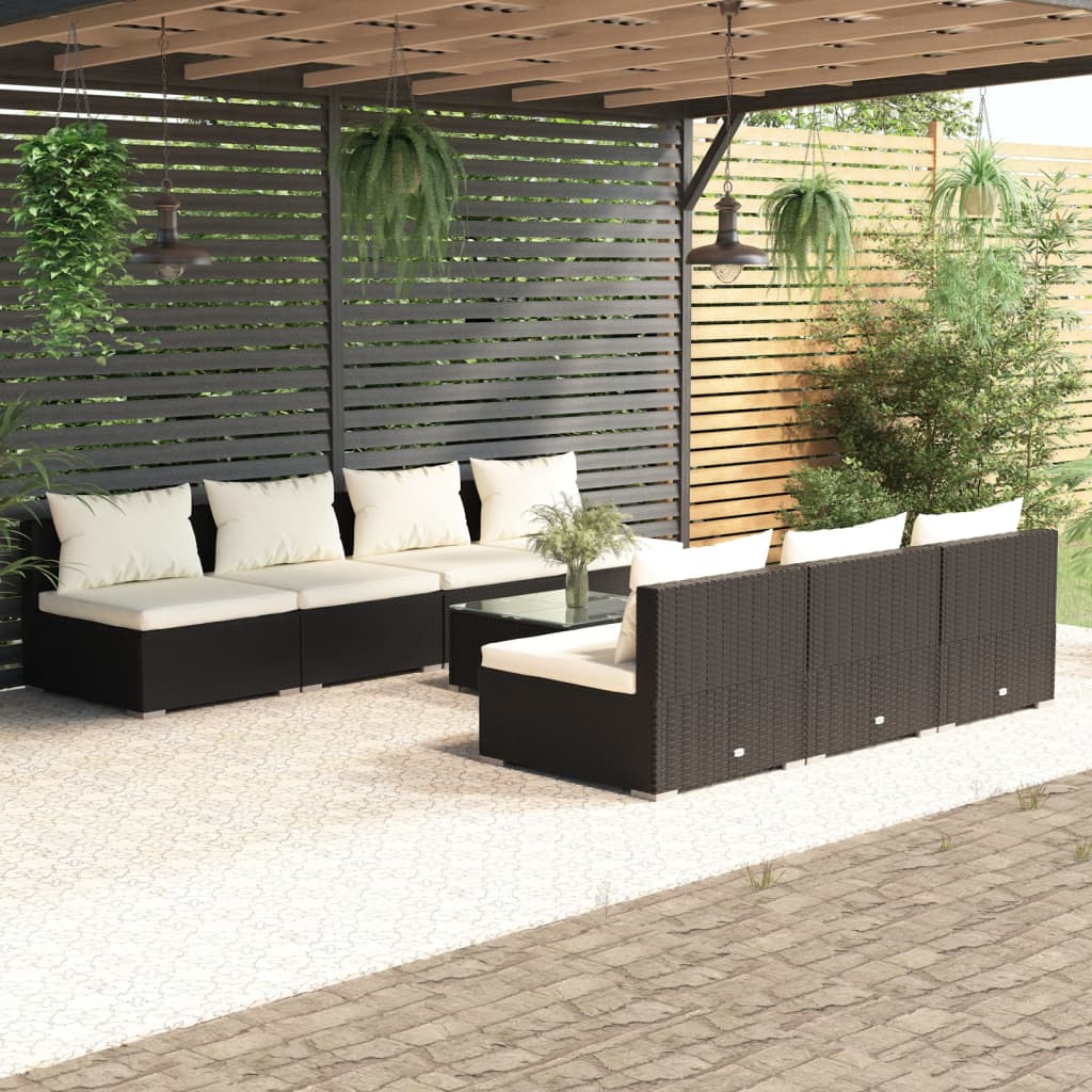 5 Piece Patio Lounge Set With Cushions Poly Rattan Gray