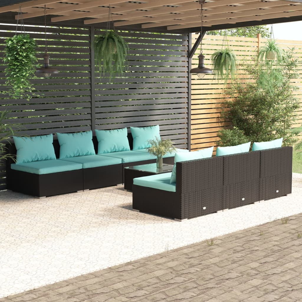 5 Piece Patio Lounge Set With Cushions Poly Rattan Gray