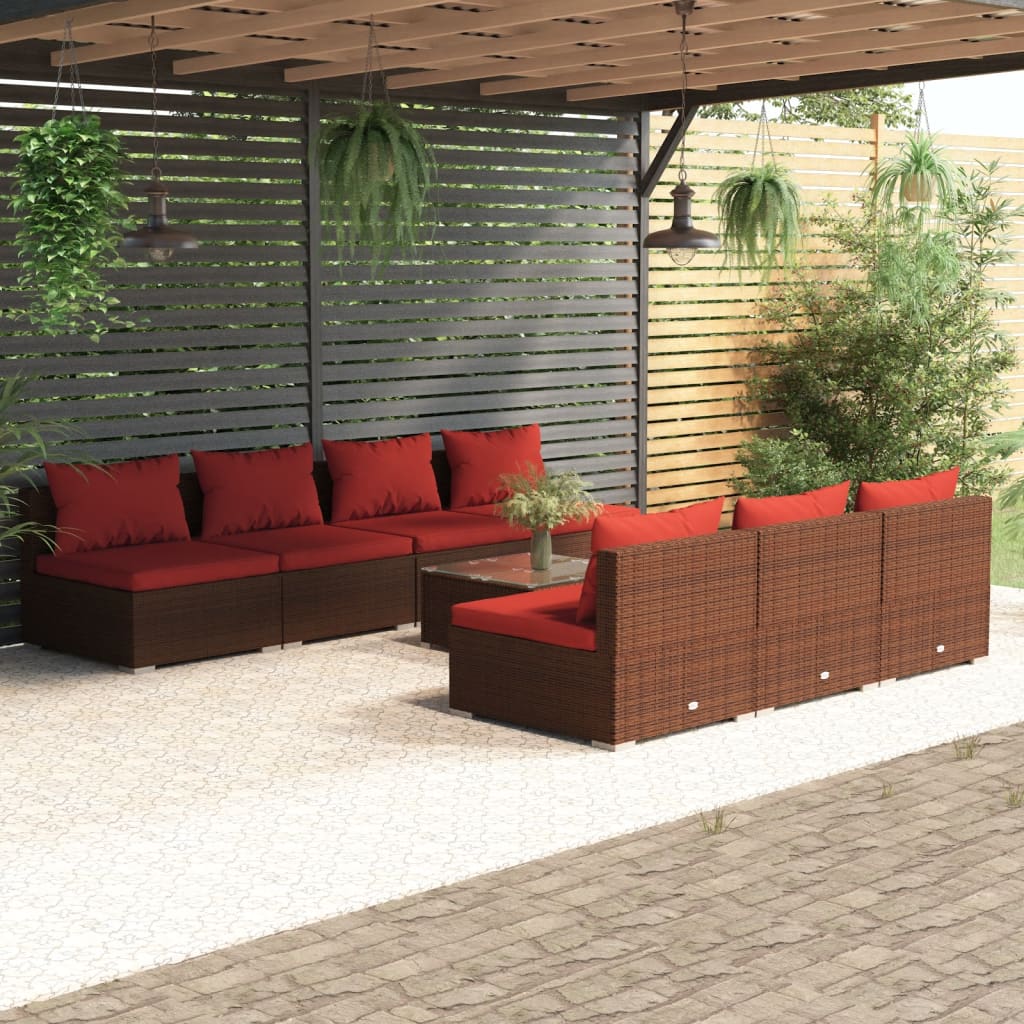 5 Piece Patio Lounge Set With Cushions Poly Rattan Gray