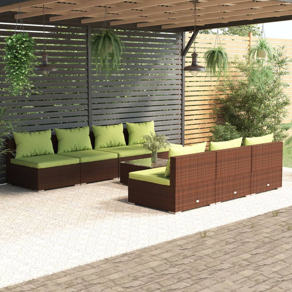 5 Piece Patio Lounge Set With Cushions Poly Rattan Gray