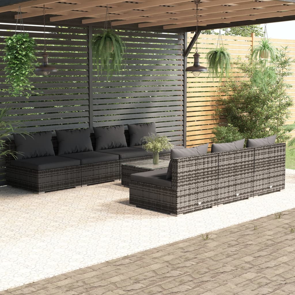 5 Piece Patio Lounge Set With Cushions Poly Rattan Gray