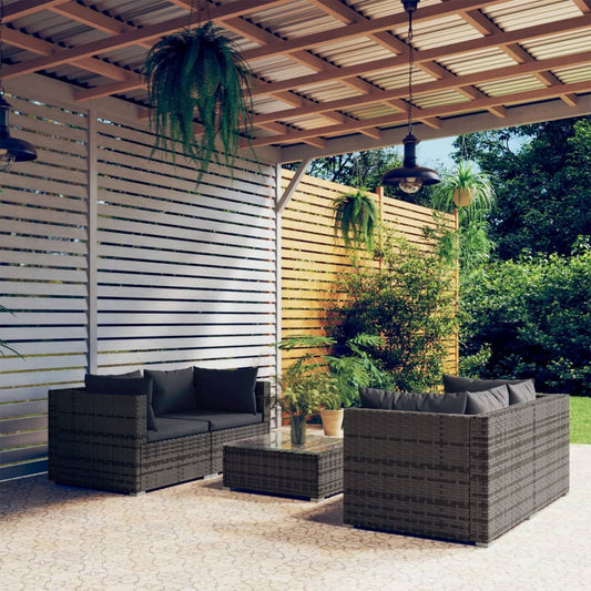 5 Piece Patio Lounge Set With Cushions Poly Rattan Gray