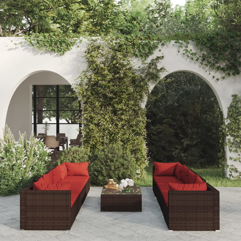 5 Piece Patio Lounge Set With Cushions Poly Rattan Gray