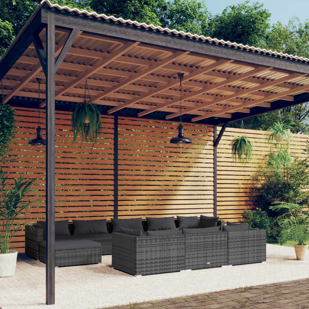 9 Piece Patio Lounge Set With Cushions Black Poly Rattan