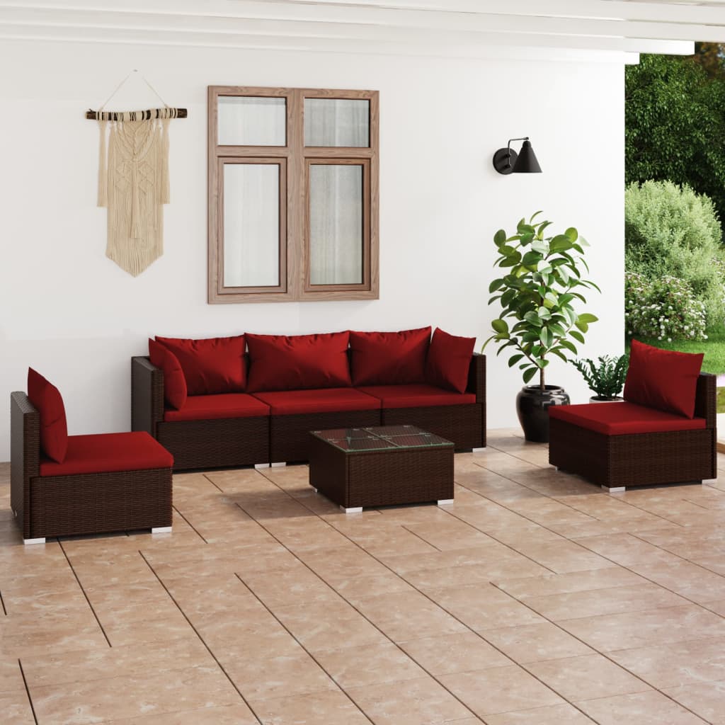 4 Piece Patio Lounge Set With Cushions Poly Rattan Black