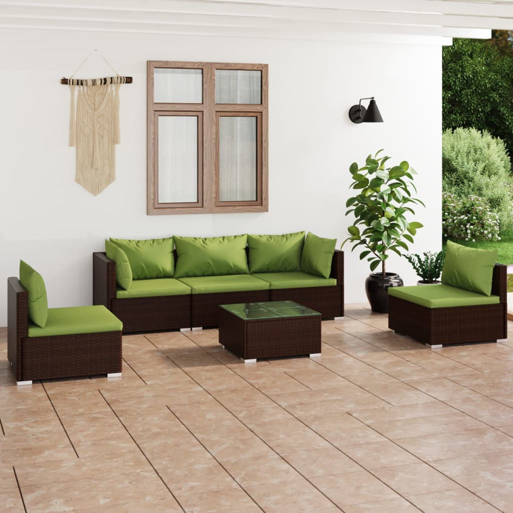 4 Piece Patio Lounge Set With Cushions Poly Rattan Black