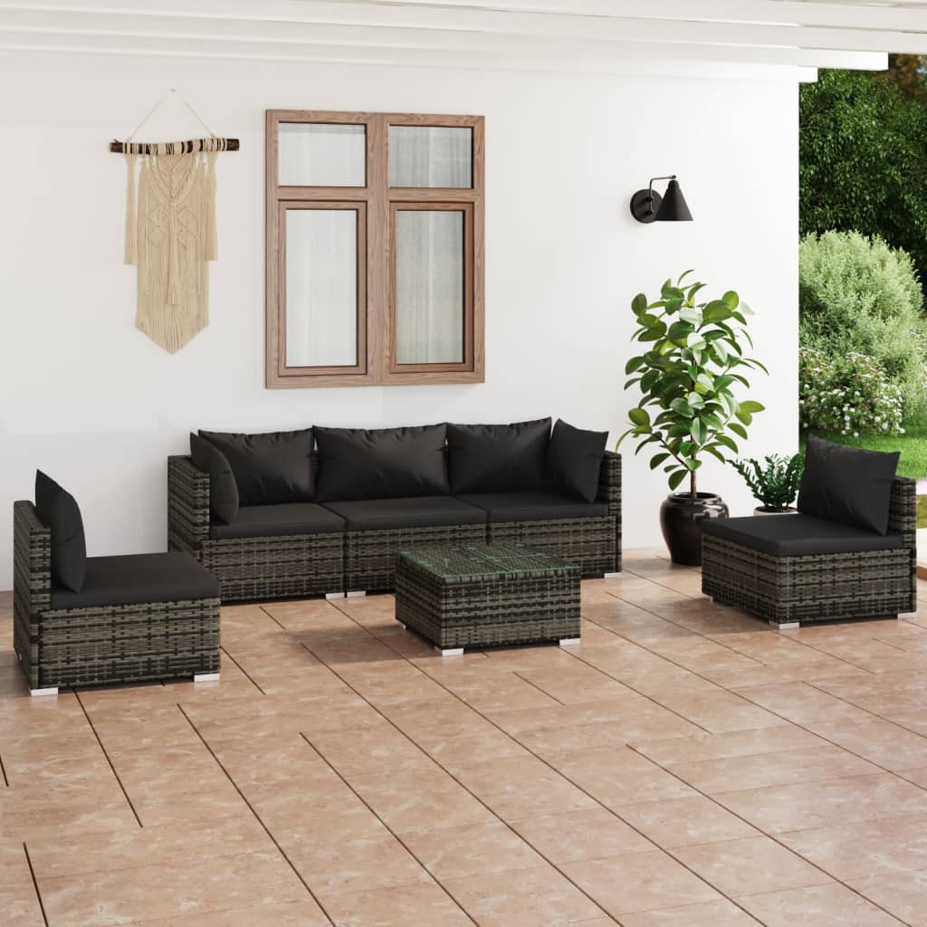 4 Piece Patio Lounge Set With Cushions Poly Rattan Black