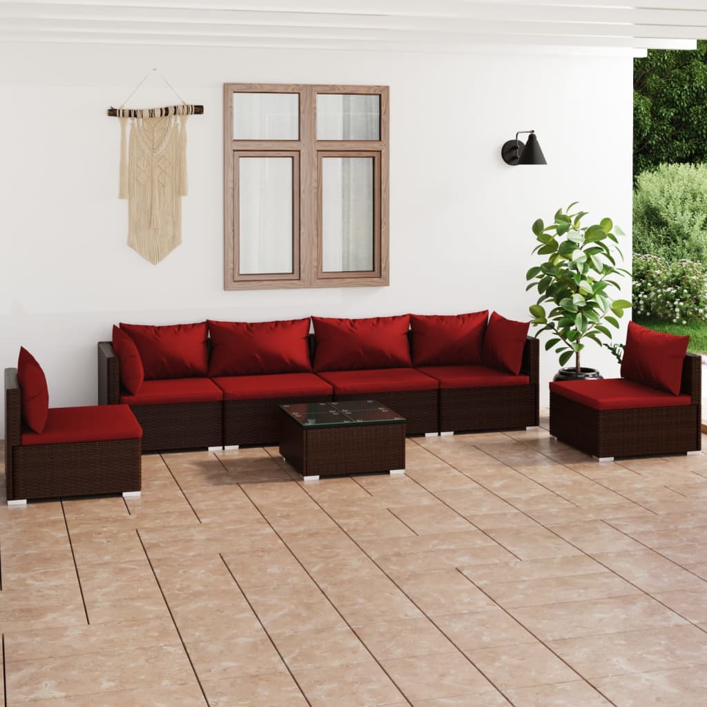 4 Piece Patio Lounge Set With Cushions Poly Rattan Black