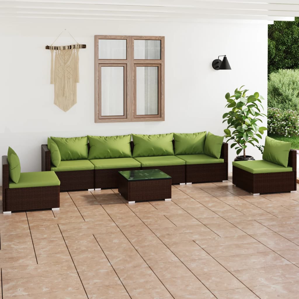 4 Piece Patio Lounge Set With Cushions Poly Rattan Black