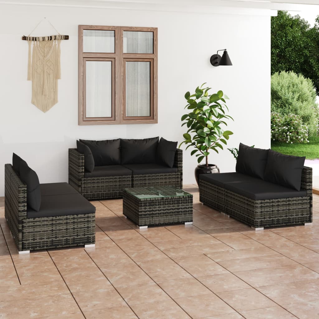 4 Piece Patio Lounge Set With Cushions Poly Rattan Black