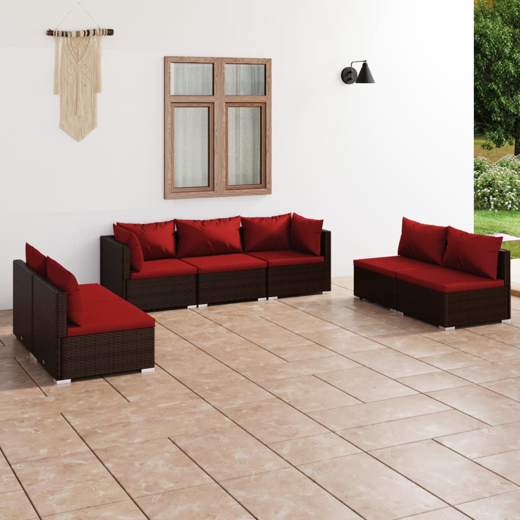 4 Piece Patio Lounge Set With Cushions Poly Rattan Black