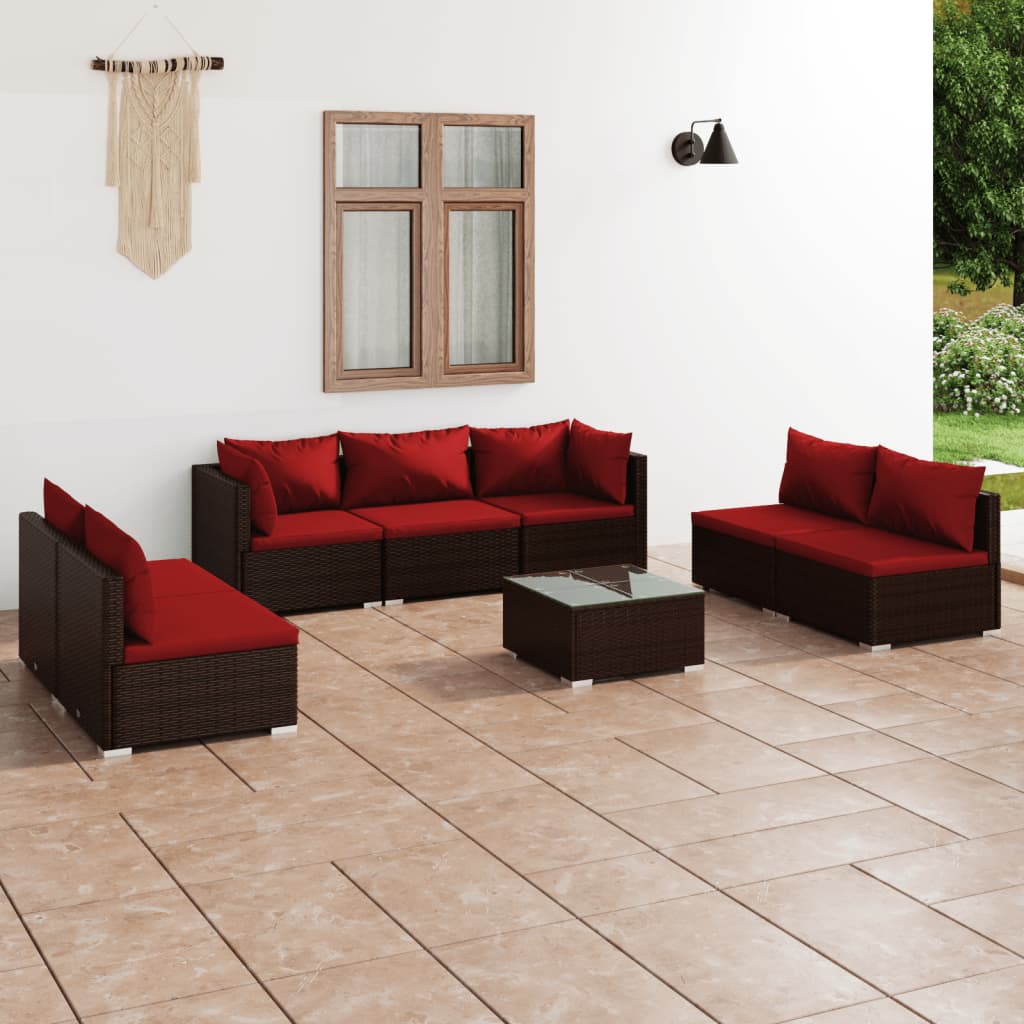 4 Piece Patio Lounge Set With Cushions Poly Rattan Black