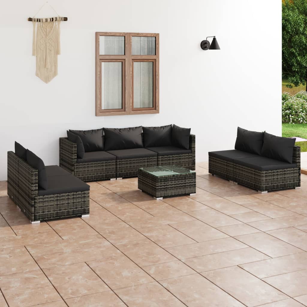 4 Piece Patio Lounge Set With Cushions Poly Rattan Black