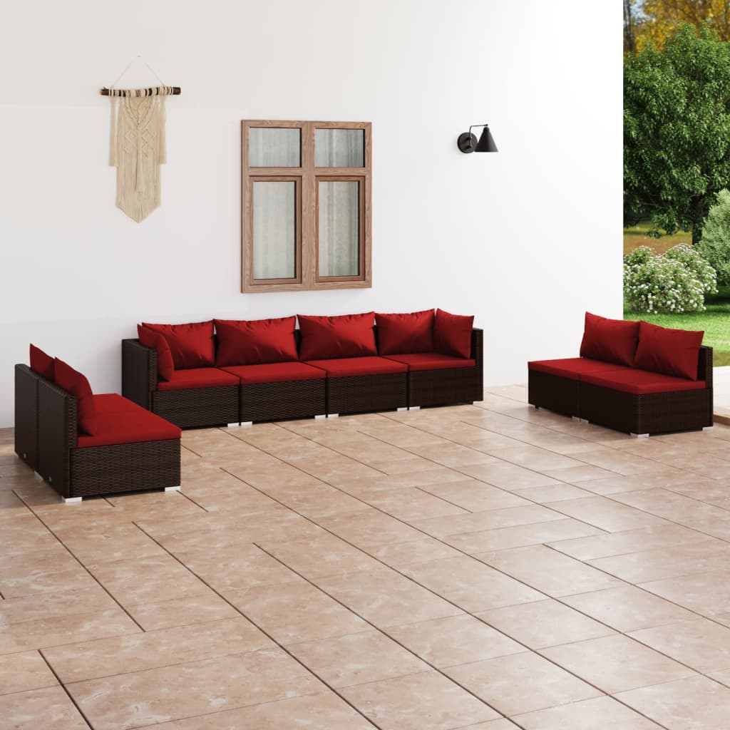 4 Piece Patio Lounge Set With Cushions Poly Rattan Black