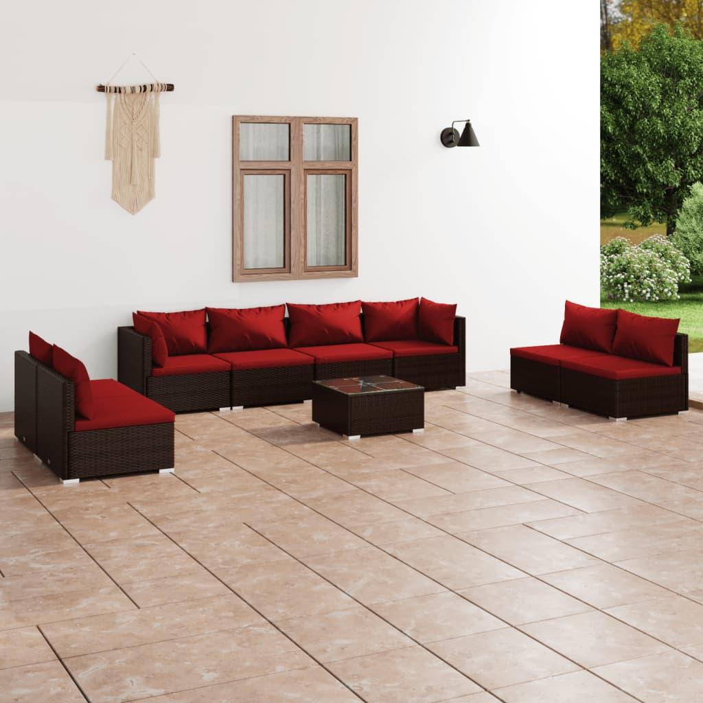 4 Piece Patio Lounge Set With Cushions Poly Rattan Black