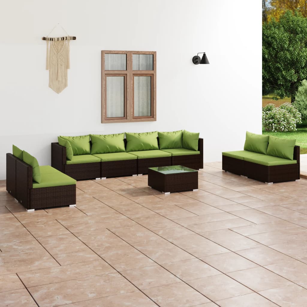 4 Piece Patio Lounge Set With Cushions Poly Rattan Black