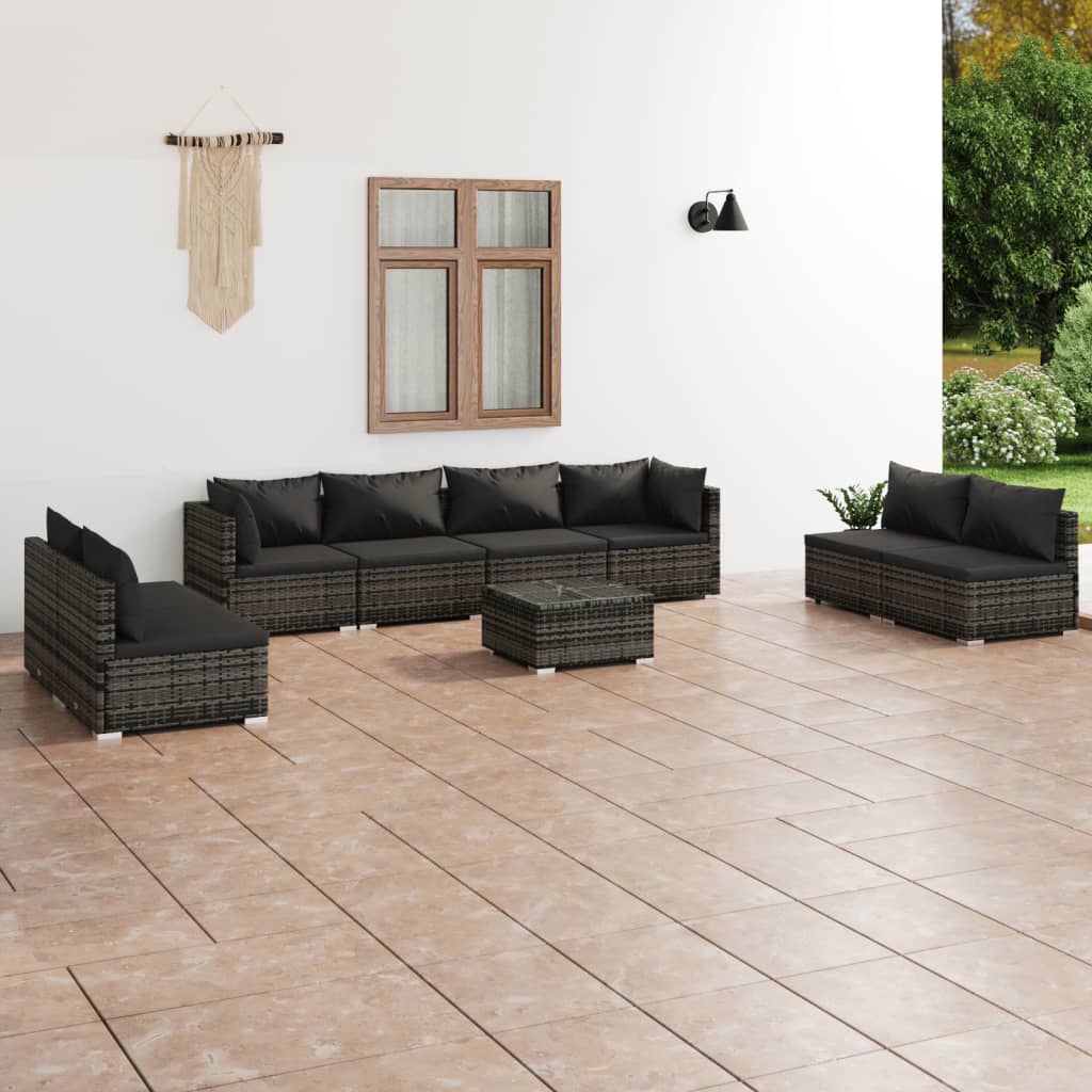 4 Piece Patio Lounge Set With Cushions Poly Rattan Black