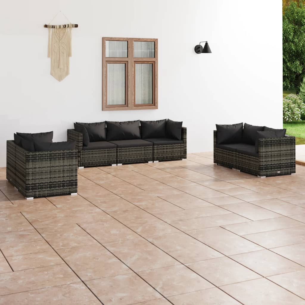 4 Piece Patio Lounge Set With Cushions Poly Rattan Black