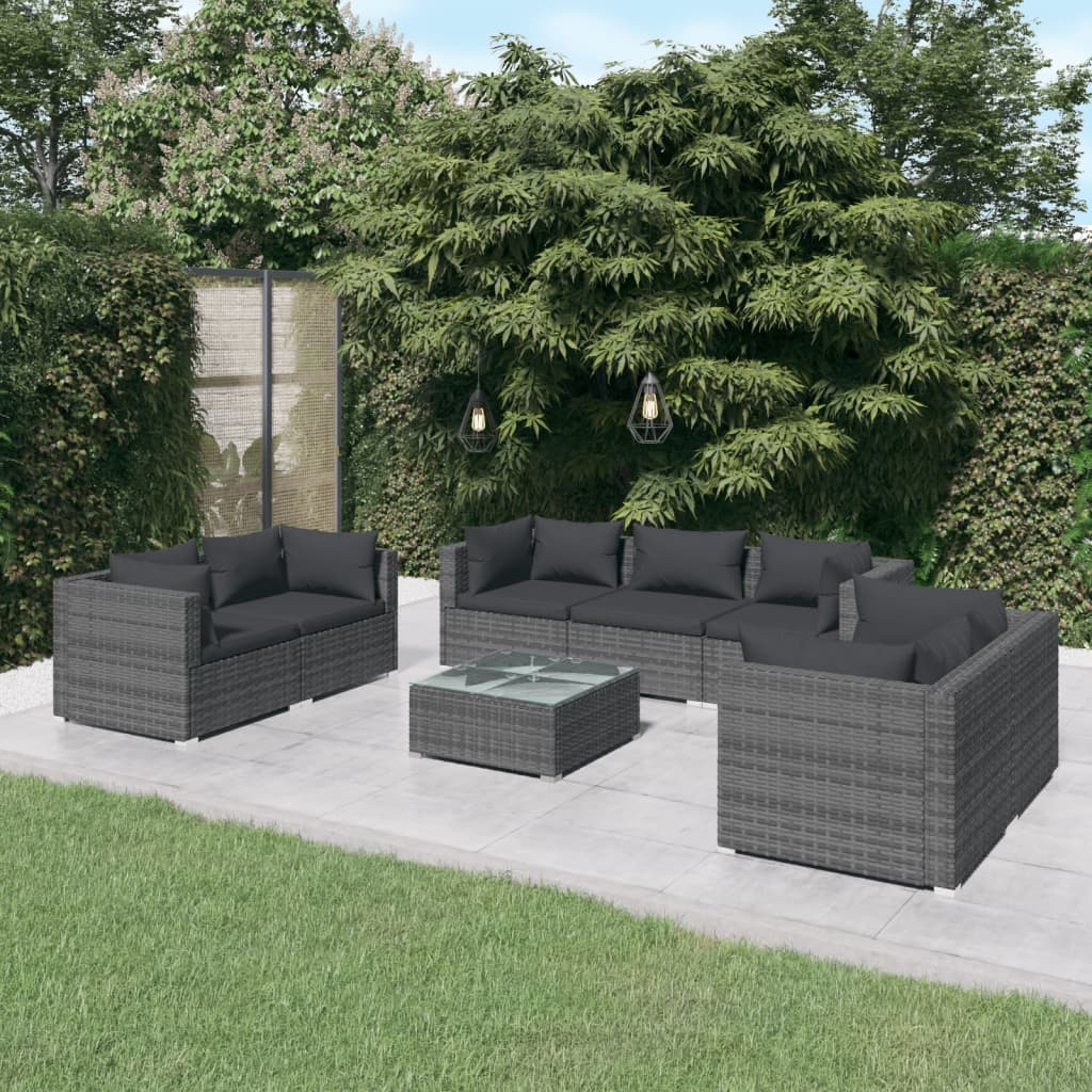 4 Piece Patio Lounge Set With Cushions Poly Rattan Black