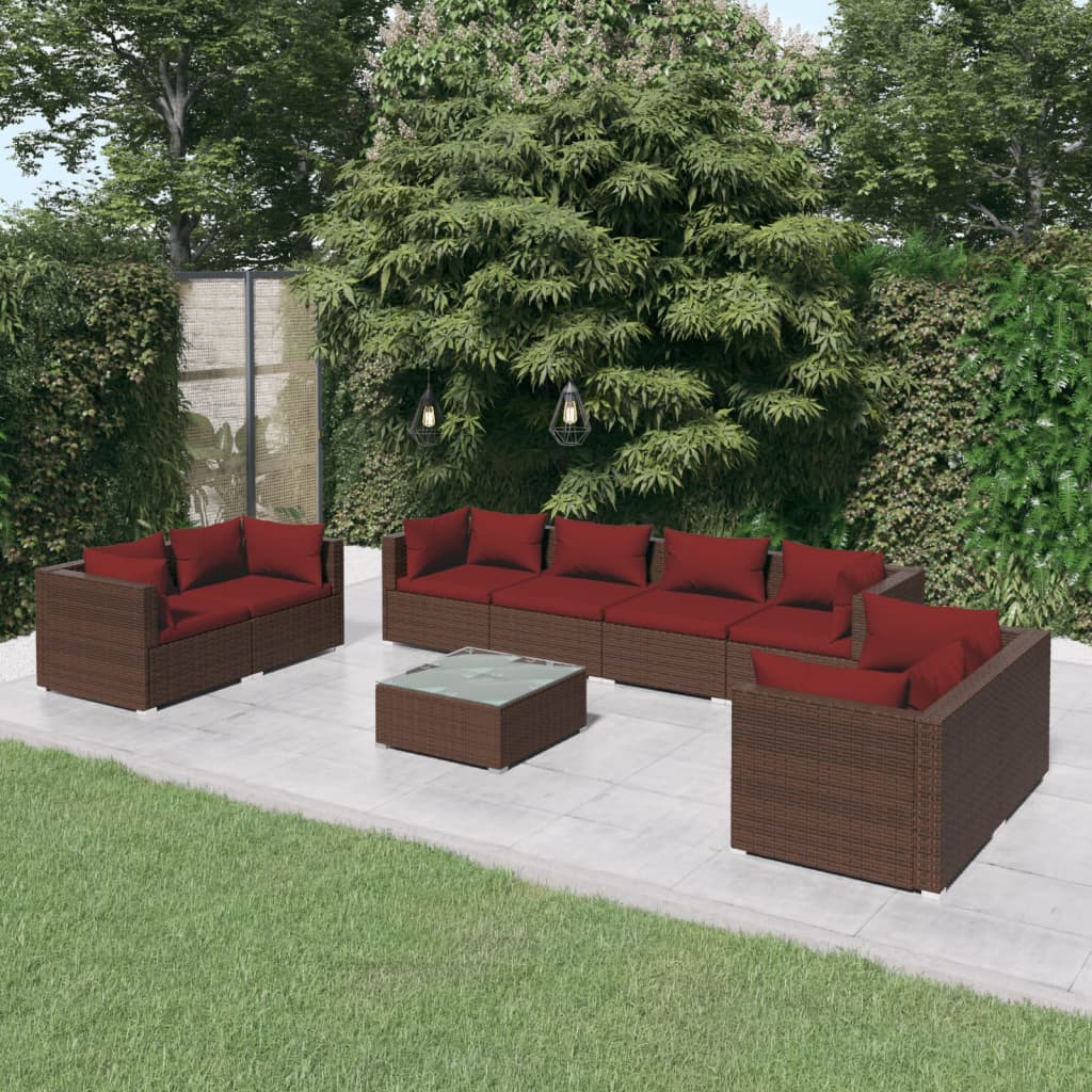 4 Piece Patio Lounge Set With Cushions Poly Rattan Black