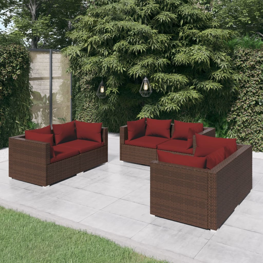 4 Piece Patio Lounge Set With Cushions Poly Rattan Black