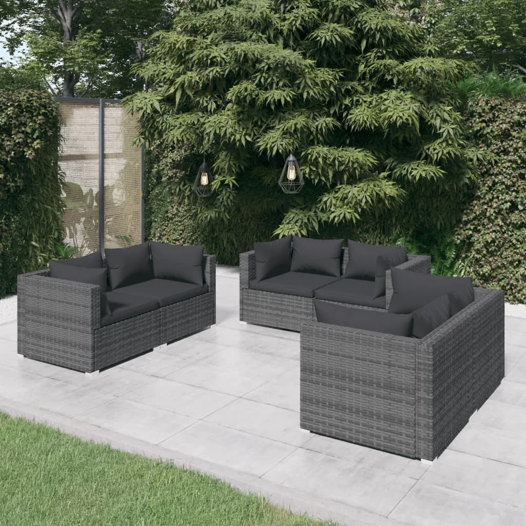 4 Piece Patio Lounge Set With Cushions Poly Rattan Black