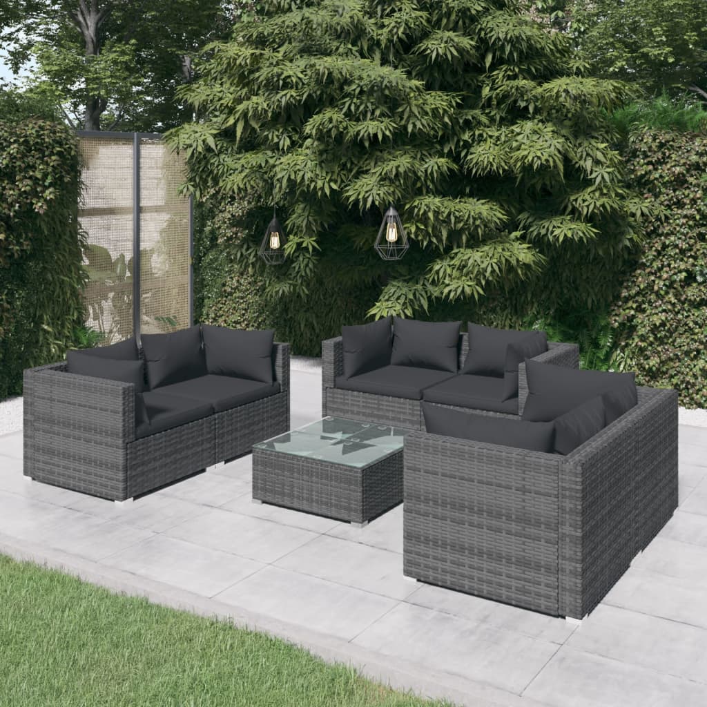 4 Piece Patio Lounge Set With Cushions Poly Rattan Black