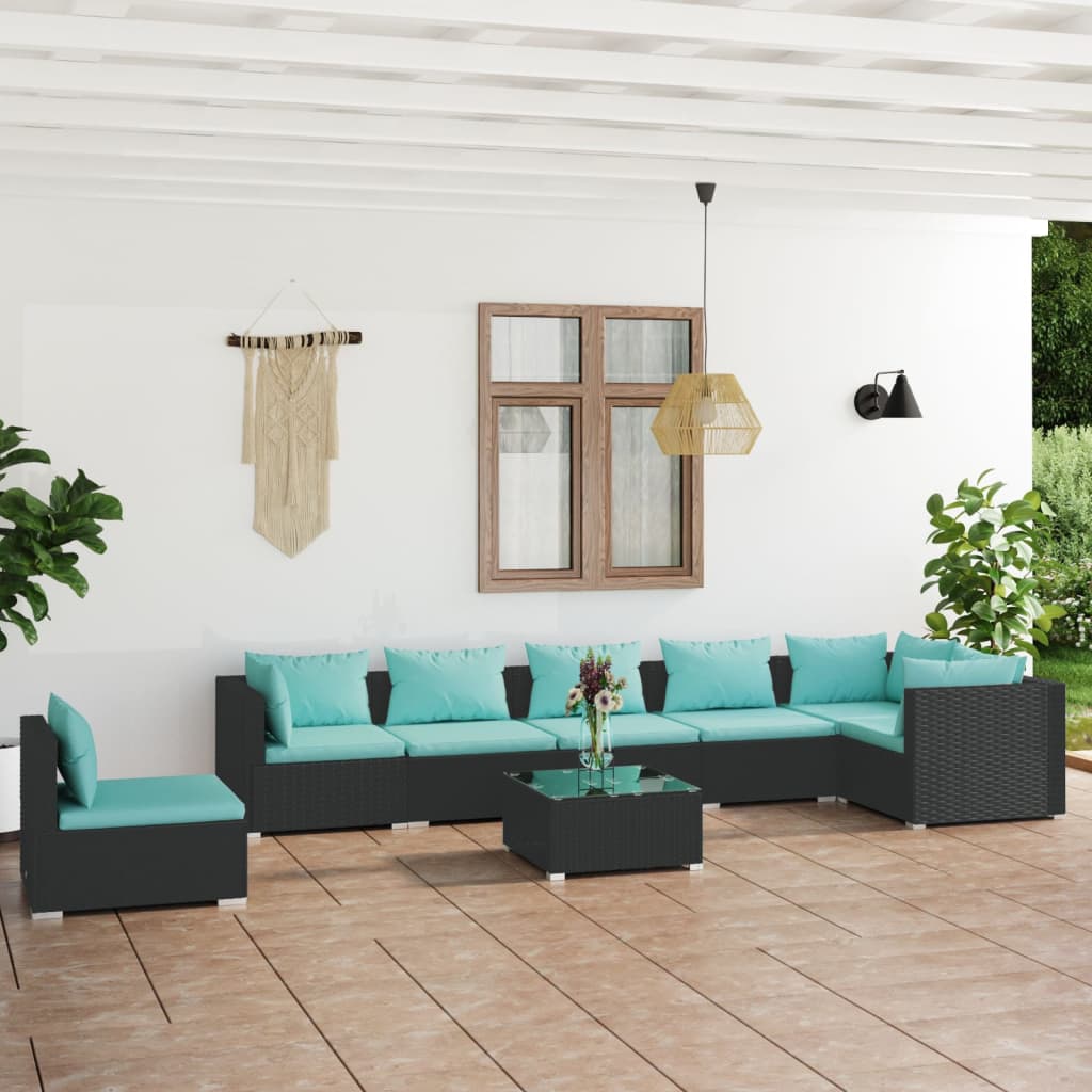 5 Piece Patio Lounge Set With Cushions Poly Rattan Brown