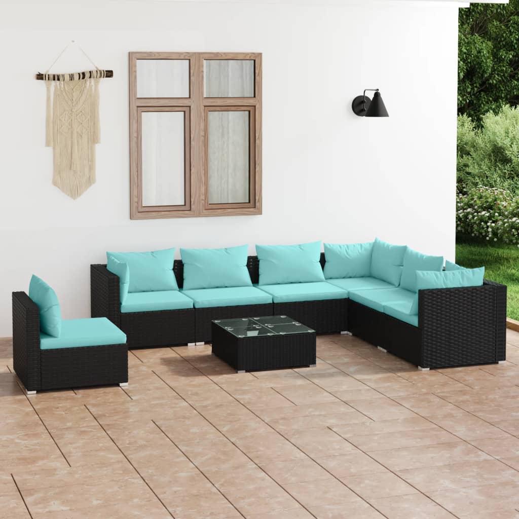 5 Piece Patio Lounge Set With Cushions Poly Rattan Brown