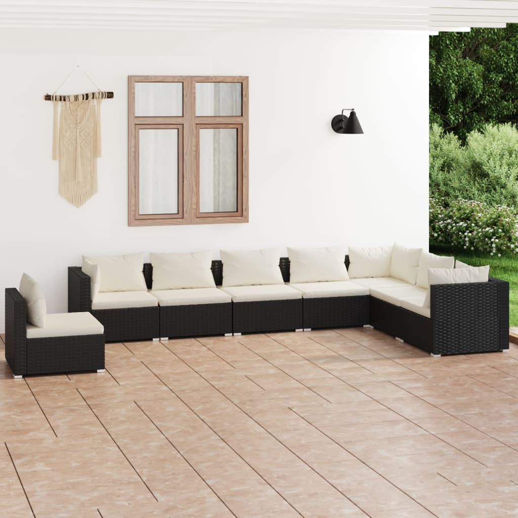 5 Piece Patio Lounge Set With Cushions Poly Rattan Brown