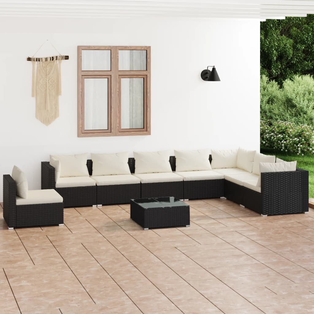 5 Piece Patio Lounge Set With Cushions Poly Rattan Brown